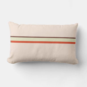 Stripes in natural colours on pale pastel pink lumbar cushion