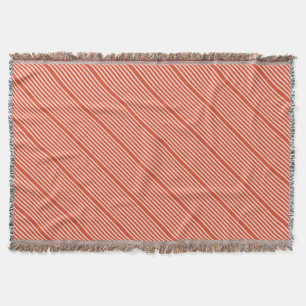 Stripes in natural colours warm red and pale pink throw blanket