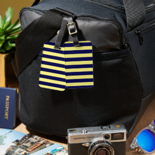 Stripes in Navy Blue and Yellow Luggage Tag