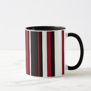 Stripes in Red Black and White Mug