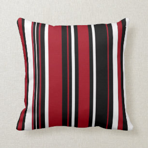 Stripes in Red Black & White Cushion