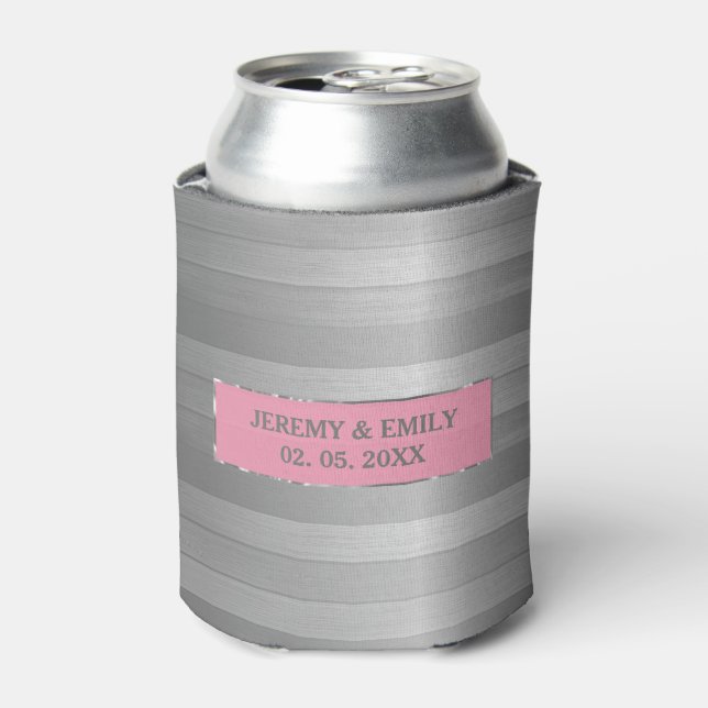 Stripes In Shades Of Grey Can Cooler (Can Front)