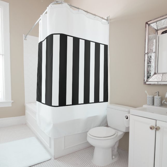 Stripes in the middle. Black and white. Shower Curtain (In Situ)