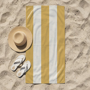 Stripes In The Sun Yellow Mustard Beach Towel