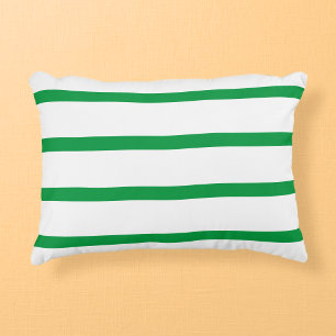 Stripes Kelly Green and White Minimal Wide  Decorative Cushion