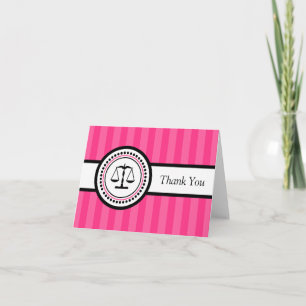 Stripes Legal Scales Thank You Card (Hot Pink)