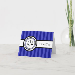 Stripes Legal Scales Thank You Card (Navy Blue)