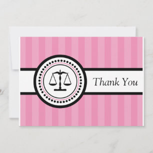 Stripes Legal Scales Thank You Card (Pink)