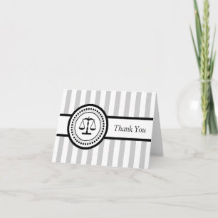 Stripes Legal Scales Thank You Card (Silver)