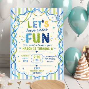  Stripes Let's Have Some Fun Colourful Birthday Invitation