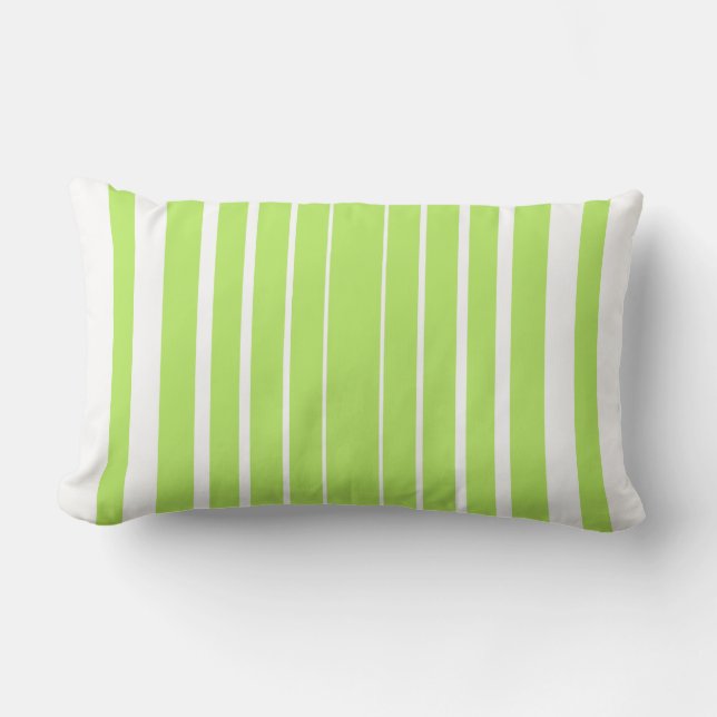 Stripes Lime Green White Vertical Throw Pillow (Front)