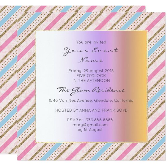 Stripes Lines Pink Blue Gold Antoinette Pastel Card