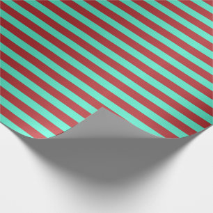 Stripes Lines Red Mint Ocean Saint Tropes Minimal Wrapping Paper