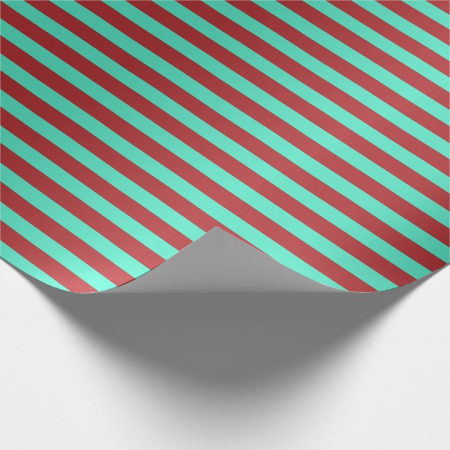 Stripes Lines Red Mint Ocean Saint Tropes Minimal Wrapping Paper (Corner)