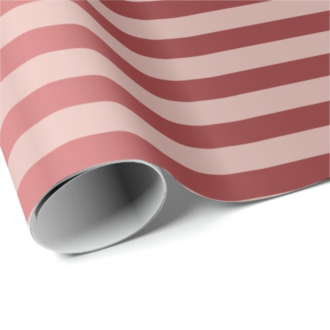 Stripes Lines Rose Gold Burgundy Maroon Metal Wrapping Paper (Roll Corner)