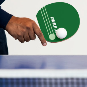 Stripes Minimalist Modern Name Green Ping Pong Paddle