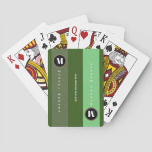Stripes Modern green Monogrammed Playing Cards