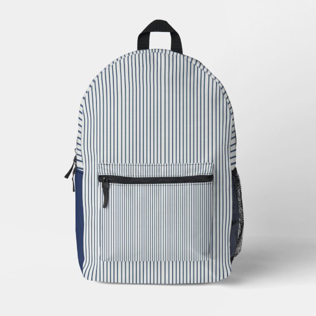Stripes Modern Indigo Minimalist Elegance Printed Backpack (Front)