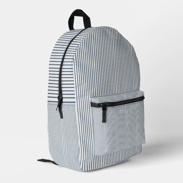 Stripes Modern Indigo Minimalist Elegance Printed Backpack (Back Corner Left)