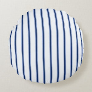 Stripes Modern Indigo Minimalist Elegance Round Cushion