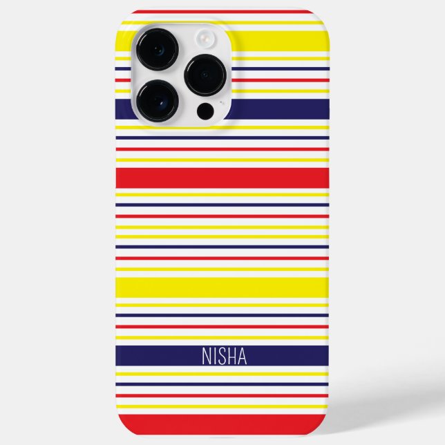 Stripes Modern Trendy Colourful Personalised Case-Mate iPhone Case (Back)