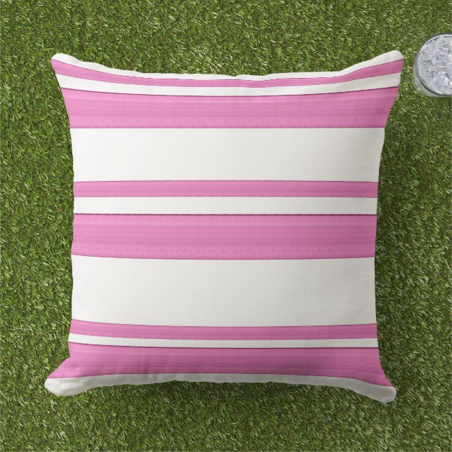 stripes modern vintage pink white abstract lines cushion (Grass)