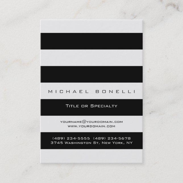 Stripes Monogram Trendy Chic Business Card (Front)