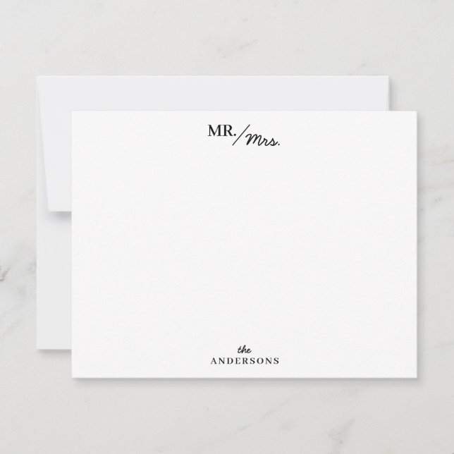Stripes Mr and Mrs Couples Personalised Stationery Card (Front)