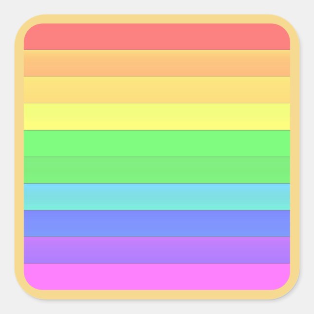 Stripes of Colour Horizontal Bright Colourful Simp Square Sticker (Front)