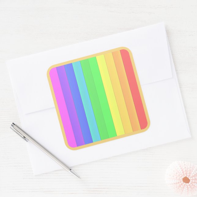 Stripes of Colour Vertical Bright Colourful Simple Square Sticker (Envelope)