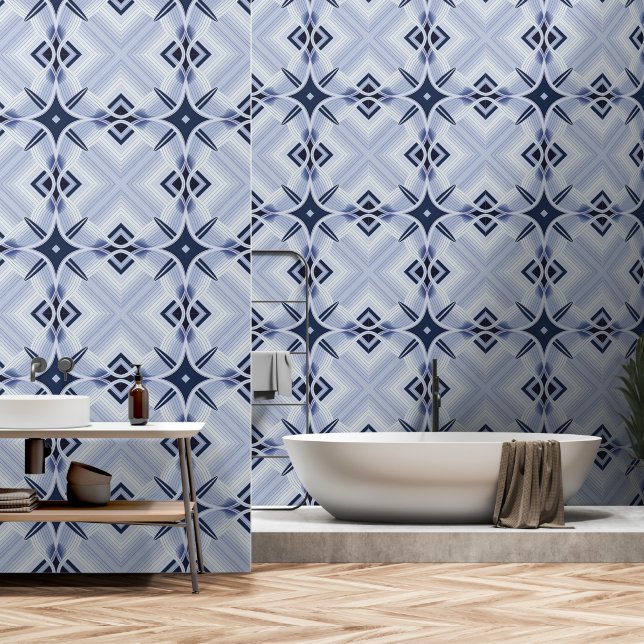 Stripes of harmony blue and grey wallpaper (Bathroom)