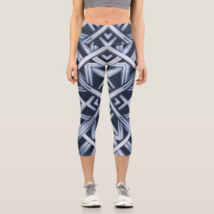Stripes of Harmony in blue Capri Leggings