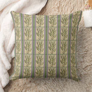 Stripes of Kalanchoes on Moss Green Throw Pillow