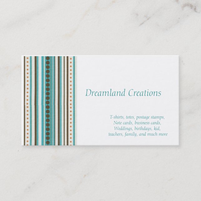Stripes of teal and gold business cards template (Front)