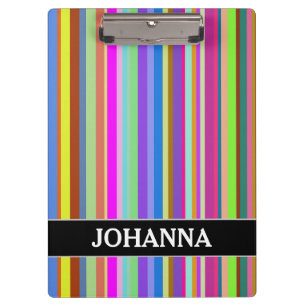 Stripes of Various Colours + Custom Name Clipboard