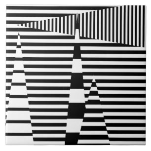 Stripes on Stripes in Black and White Ceramic Tile