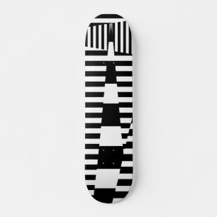 Stripes on Stripes in Black and White Skateboard