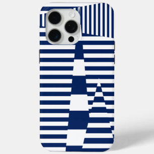 Stripes on Stripes in Blue and White iPhone 15 Pro Max Case