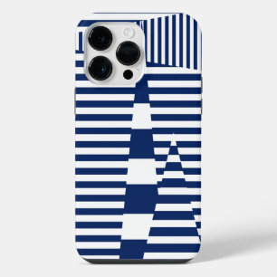 Stripes on Stripes in Blue and White iPhone 14 Pro Max Case