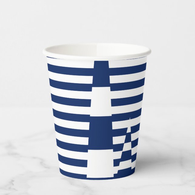 Stripes on Stripes in Blue and White Paper Cups (Left)