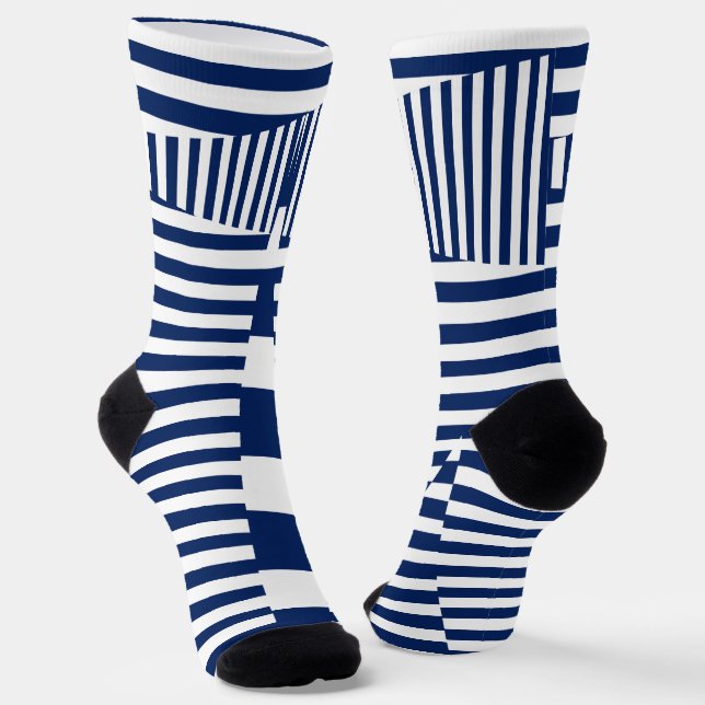 Stripes on Stripes in Blue and White Socks (Angled)