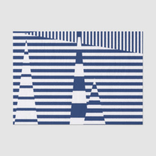 Stripes on Stripes in Blue and White Tissue Paper