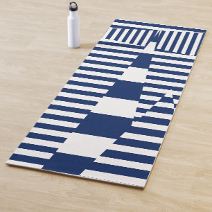 Stripes on Stripes in Blue and White Yoga Mat