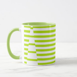 Stripes on Stripes - Lime Green and White Mug