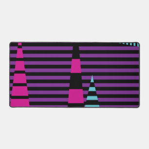 Stripes on Stripes - Pink, Purple, Blue and Black Desk Mat
