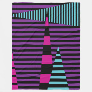 Stripes on Stripes - Pink, Purple, Blue and Black Fleece Blanket