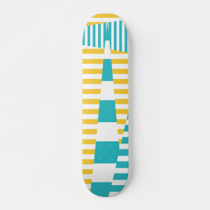 Stripes on Stripes - Turquoise and Yellow Skateboard