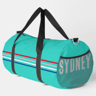 Stripes on Teal Custom Name Duffle Bag