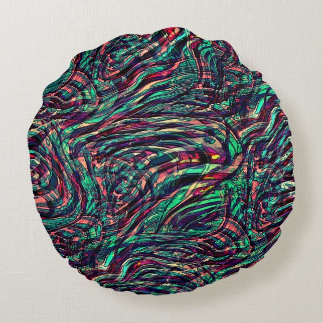 Stripes or loops twisted failingly passing through round cushion (Back)