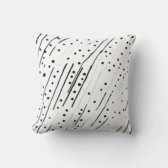 Stripes or polka dots black, white, grey pattern cushion (Front)